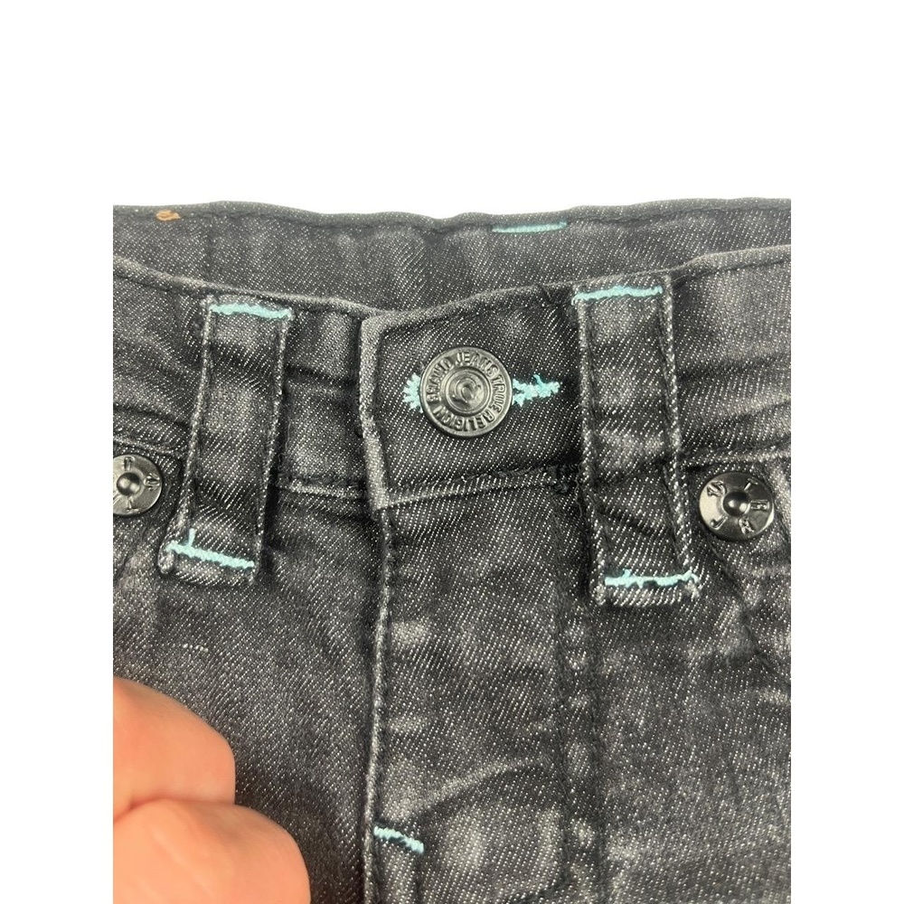 TRUE RELIGION Denim Shorts Kids 3T Distressed Black Cuffed Contrast Stitching - Picture 4 of 9